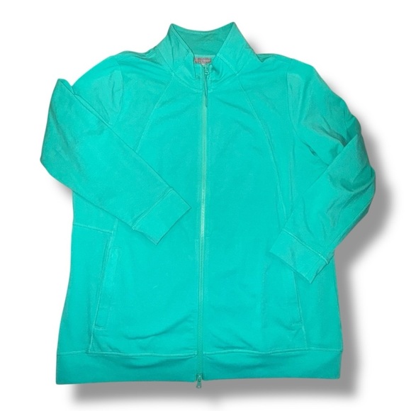 TALBOTS T By Talbots Everyday Stretch Mockneck Jacket - Rain Forest Green 1X - Picture 6 of 15